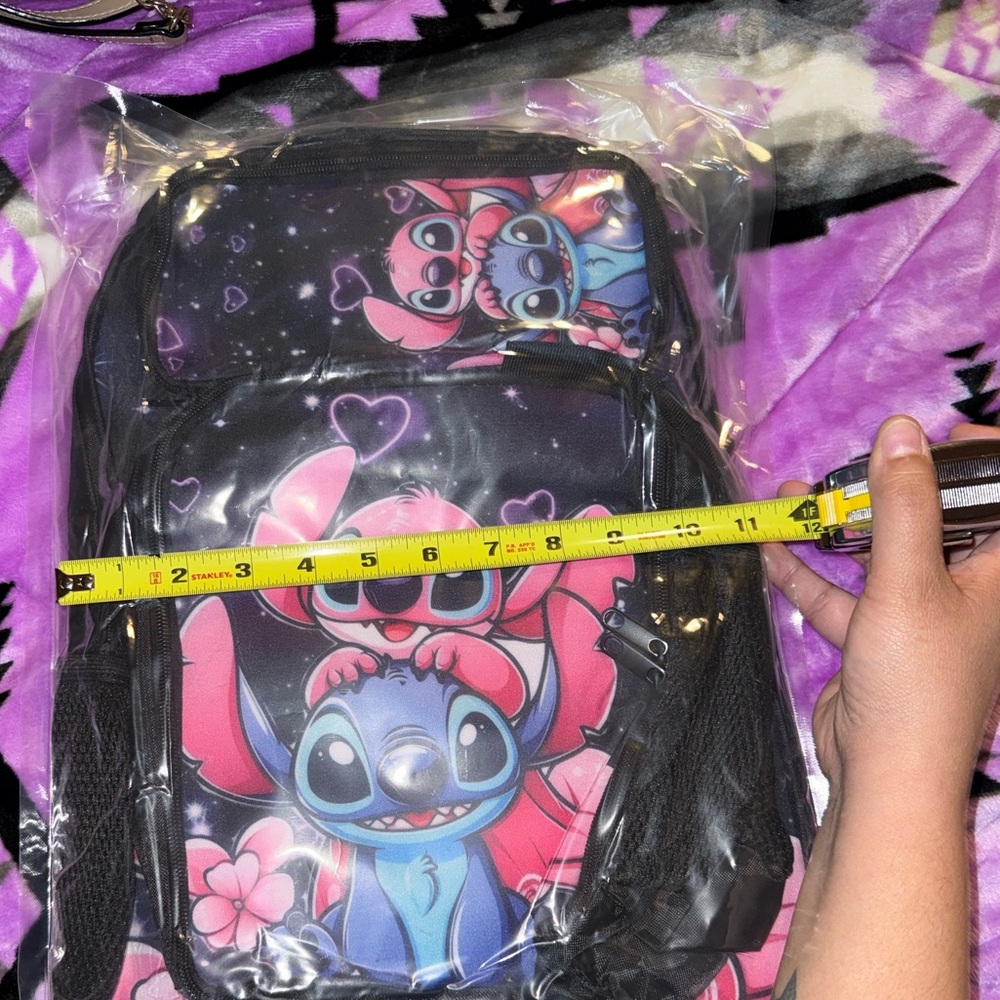 Stitch & Angel Pink/Black Cartoon Backpack - Picture 4 of 4